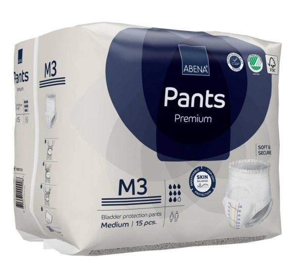Abena Pants M3 - Fralda geriátrica de vestir - Pacote com 15 unidades