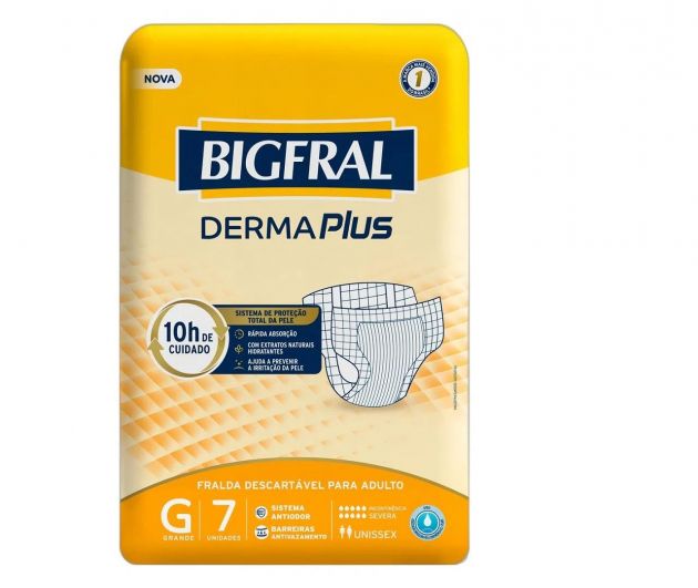 Bigfral Derma Plus G - Fralda geriátrica tradicional - Pacote com 7 unidades