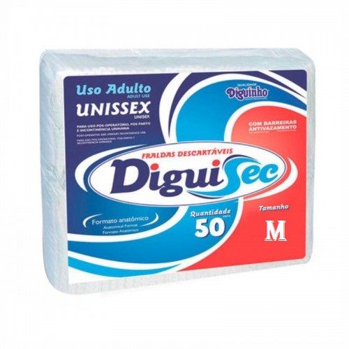 DiguiSec M - Diguinho - Fralda geriátrica tradicional - Pacote com 50 unidades