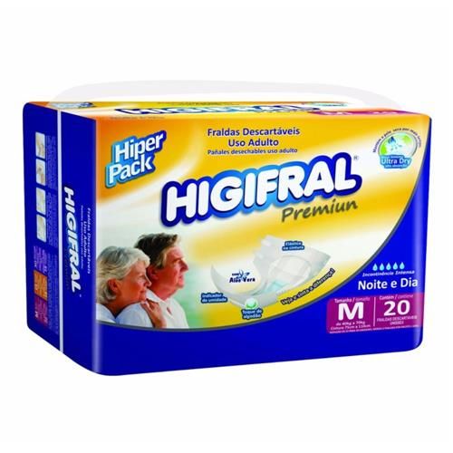 Higifral Premiun M - Fralda geriátrica tradicional - Pacote com 20 unidades