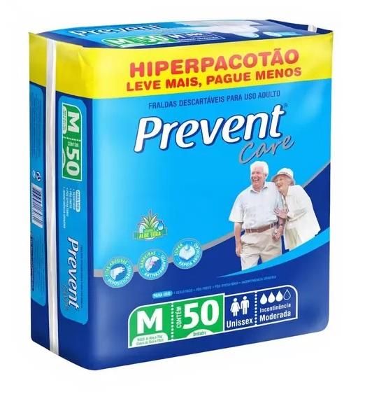 Prevent Care Hiper M - Fralda Geriátrica Tradicional - Pacote com 50 unidades