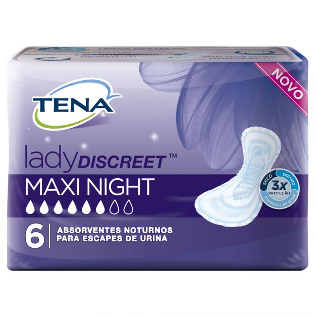 Tena Lady Maxi Night - Absorvente Feminino - Pacote com 6 unidades - Tena