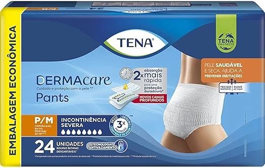 Tena Pants Dermacare - Fralda Geriátrica de Vestir - Pacote com 24  unidades