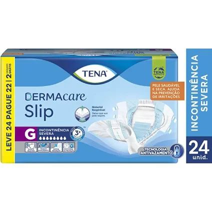 Tena Slip Dermacare - Fralda Geriátrica Tradicional - Tamanhos M - G  - Pacotes com 24 unidades 