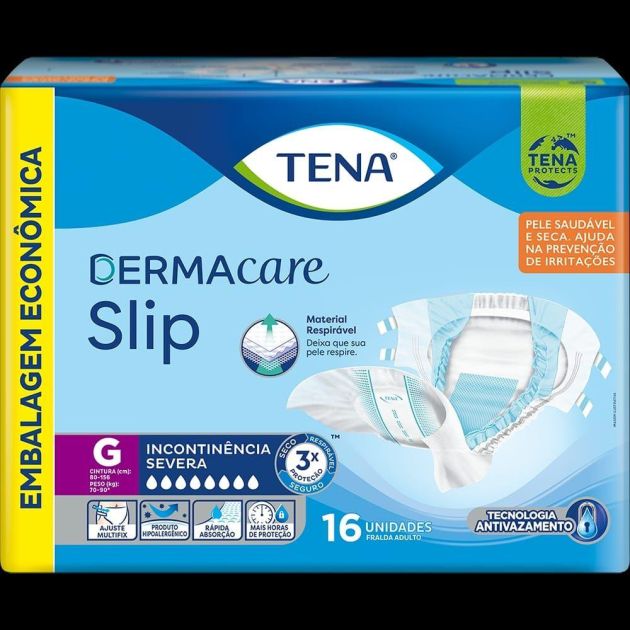 Tena Slip Dermacare G - Fralda geriátrica tradicional - Pacote com 16 unidades