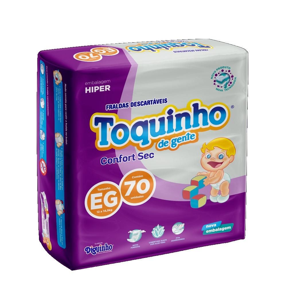 Toquinho Confort Sec EG - Fralda infantil - Pacote com 70 unidades