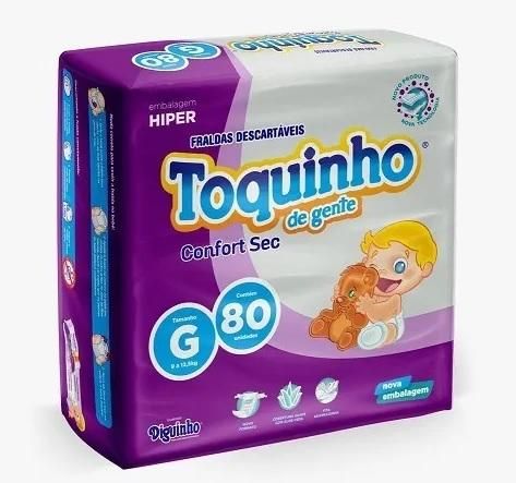 Toquinho Confort Sec G - Fralda infantil - Pacote com 80 unidades
