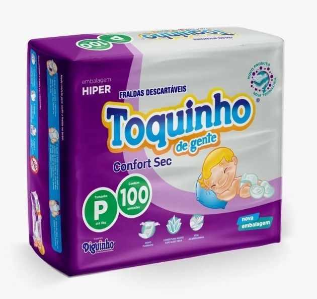 Toquinho Confort Sec P - Fralda infantil - Pacote com 100 unidades